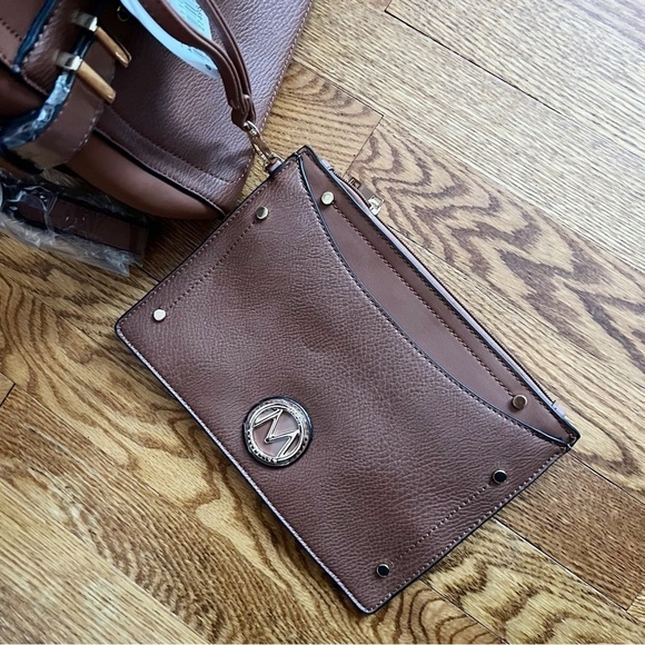 MKF Collection Tenna Satchel Handbag and Wristlet Set Cognac Brown NEW $139 - Picture 8 of 8